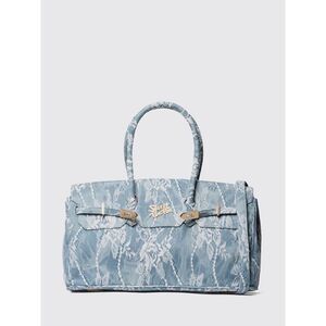 Secret Pon-Pon Handbag Woman Gnawed Blue